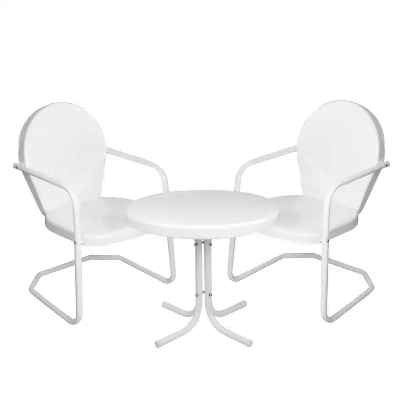 Northlight 3-Piece Retro Metal Tulip Chairs and Side Table Outdoor Set, White