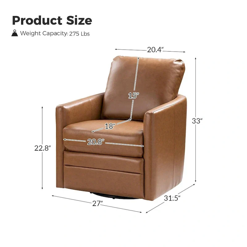 Navy/Turquoise/Green/Camel/Brown/Black/Ivory/Grey Faux Leather Swivel Barrel Accent Chair — 1-Seat