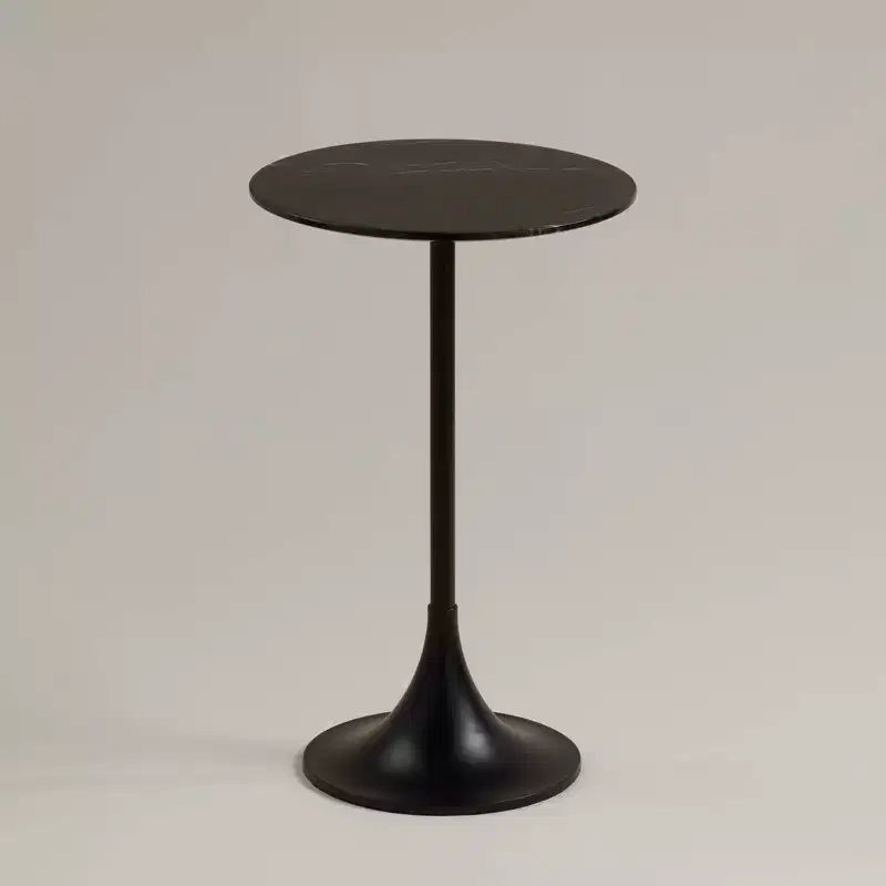 Studio 55D Studio 55 Mesita 24 End Table Black Marble Top with Black Finish Base