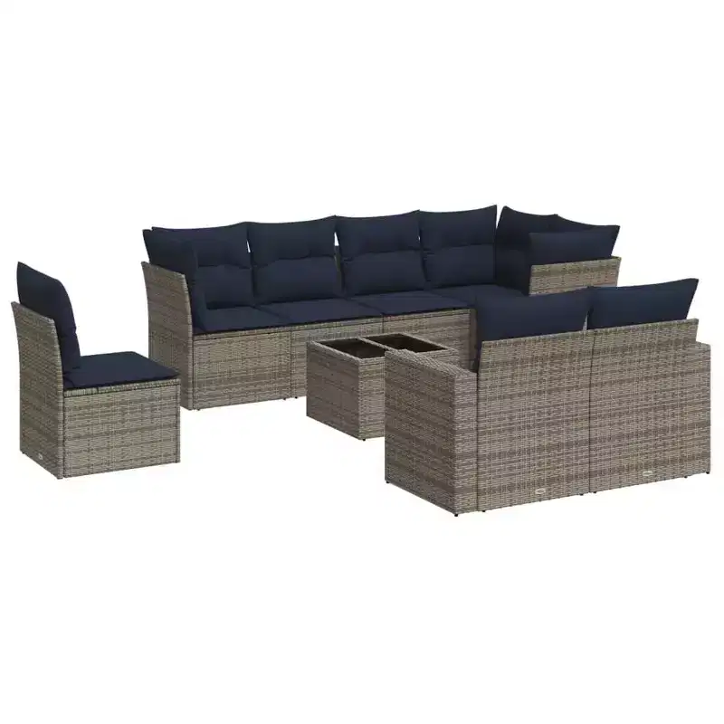 vidaXL Patio Sofa Set with Cushions Poly Rattan