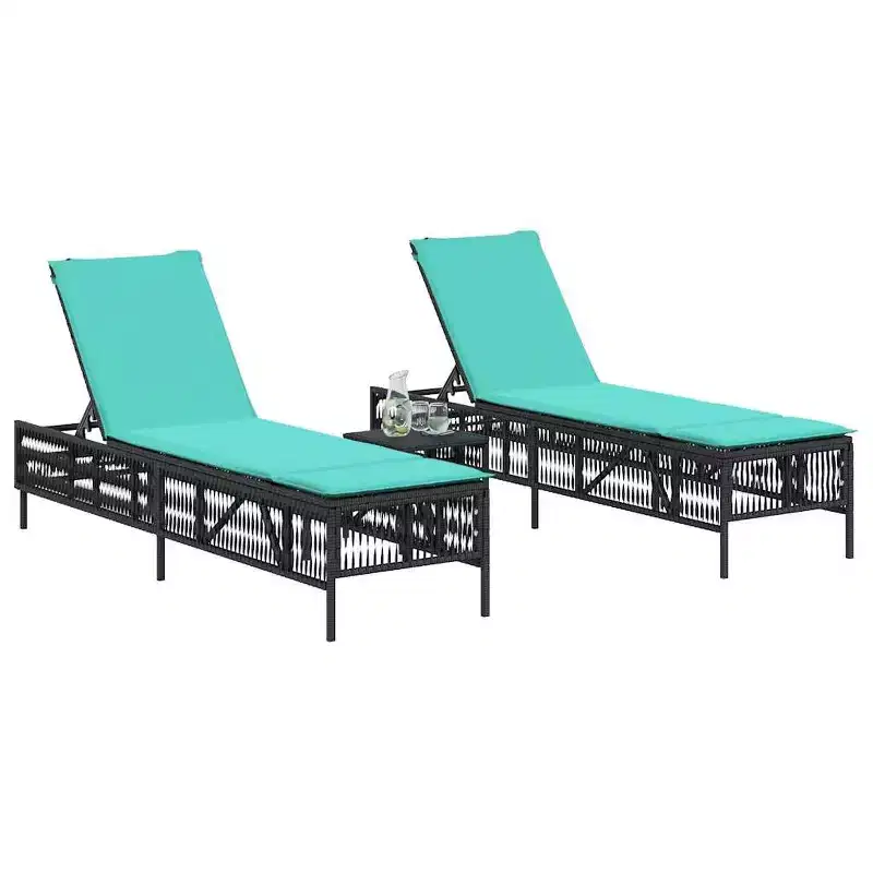 vidaXL Patio Sun Lounger PE rattan, Powder-coated steel Standard