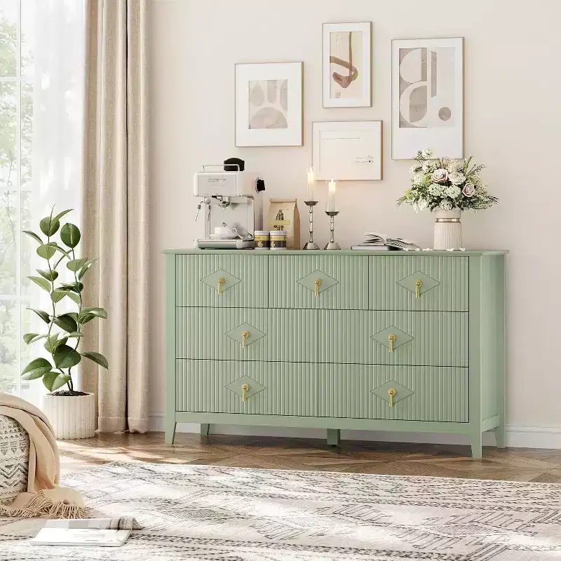 54 Fluted 7-Drawer Dresser - Modern Wood Storage Cabinet for Bedroom & Living Room