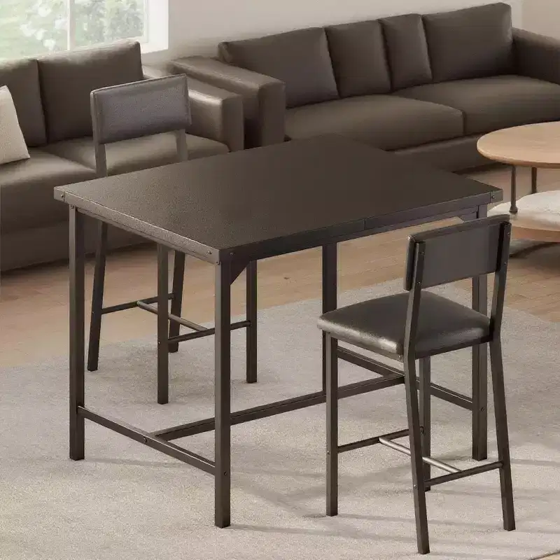 3-Piece Kitchen Table Set, with 2 Upholstered Bar Stools