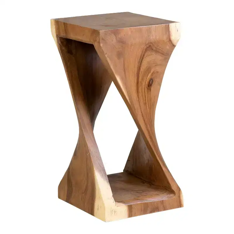 Side Table Natural - : Coastal Beach Style, No Assembly, Wood Frame & Top, 24" Height
