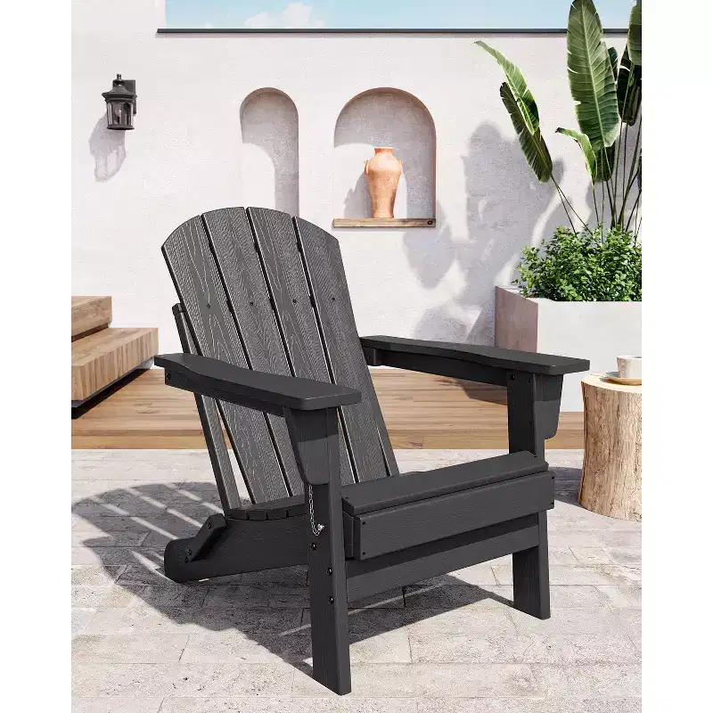 Folding Adirondack Chair, HDPE All-Weather Foldable Chair, Weatherproof Adirondack Chairs for Patio Garden Lawn Backyard Pool