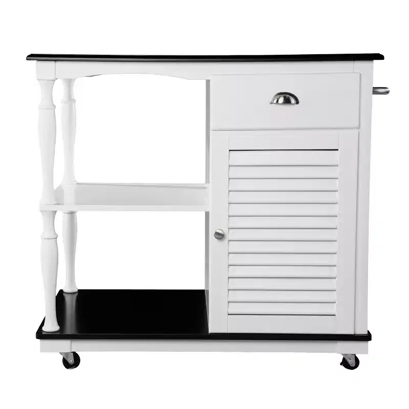 Rolling Kitchen Island with Storage - White