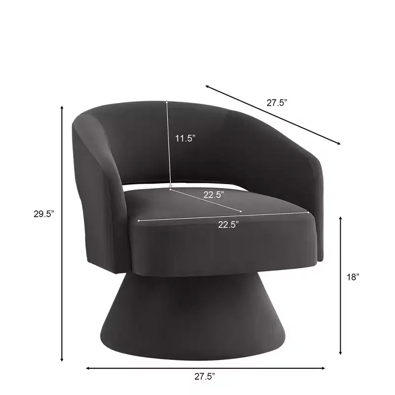 Modern Swivel Accent Chairs for Bedroom, Upholstered Velvet Round Accent Chairs, 360 Degree Comfy Swivel Chair with Open Backrest