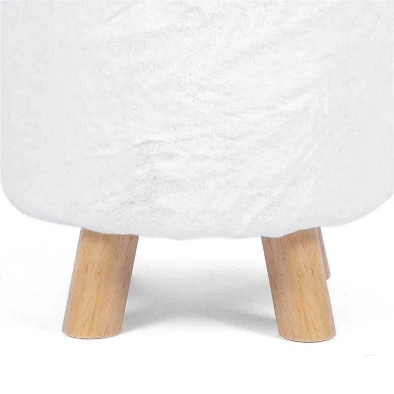Adeco Round Ottoman Footrest Upholstered Padded Pouf