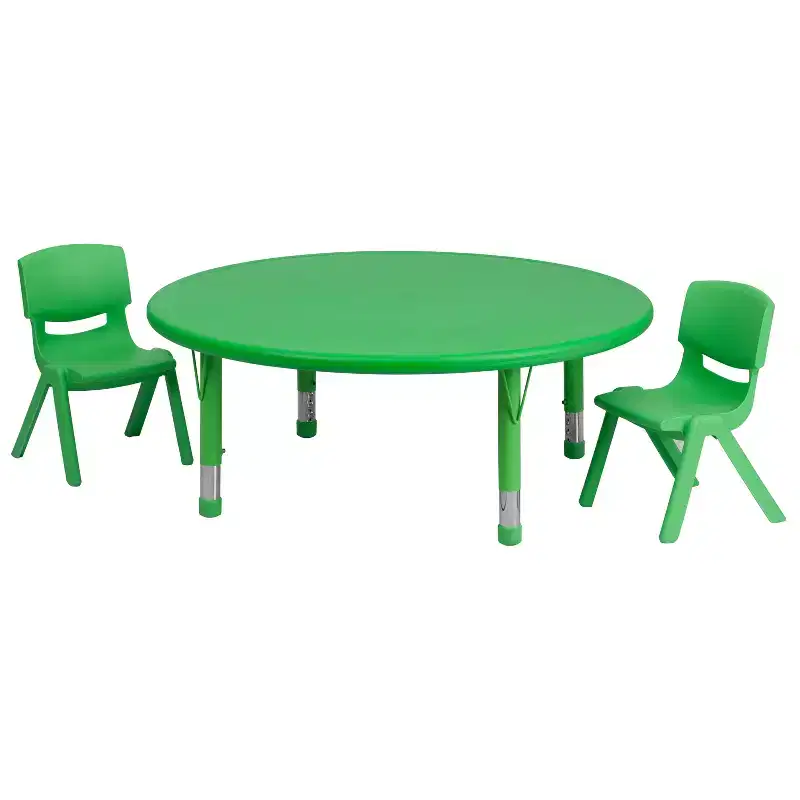 Flash Furniture 45 Round Plastic Height Adjustable Activity Table Set with 2 Chairs