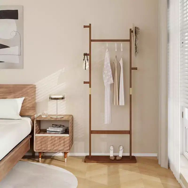 GDFStudio Harold Rustic Rubberwood Coat Rack