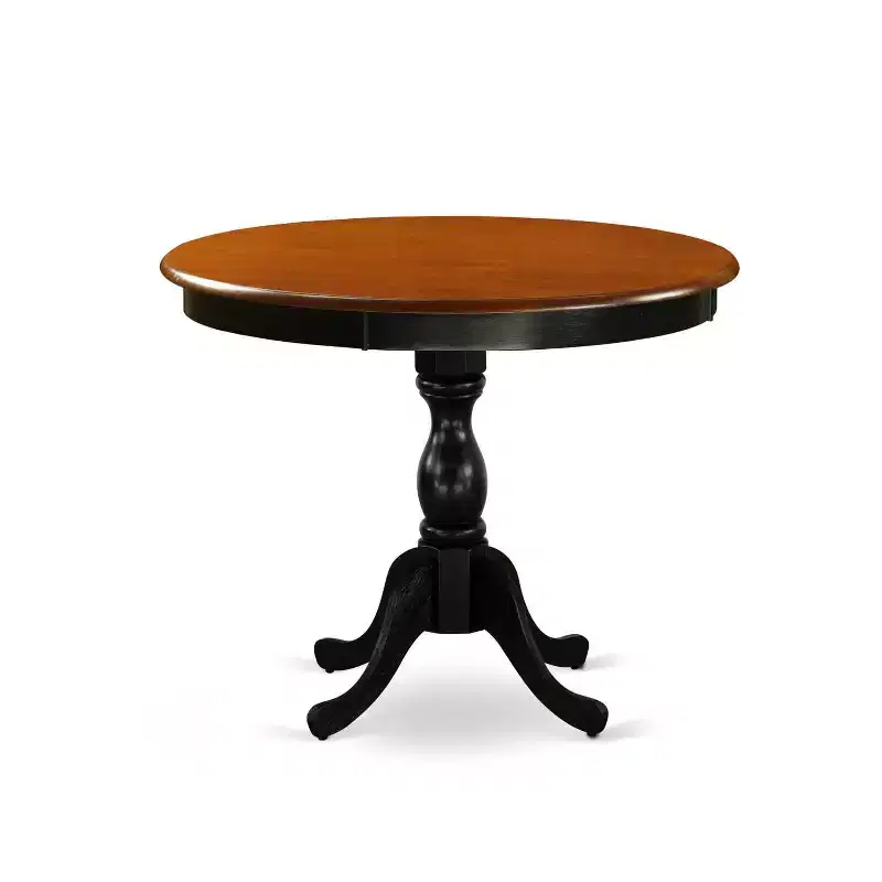 HomeStock 5-Piece Black and Cherry Finish Solid Wood Top Dining table with 4 Chairs with Slat Back