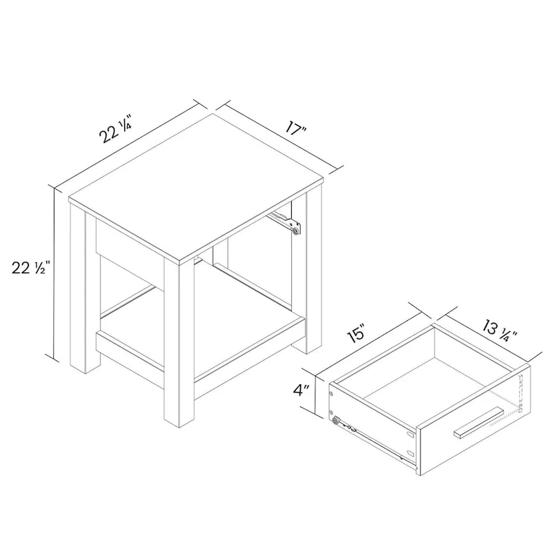 Solid Wood 1-drawer Nightstand