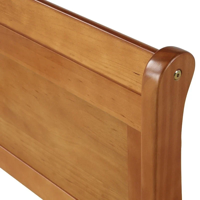 Twin/Full/Queen Wood Frame Sleigh Bed with Footboard