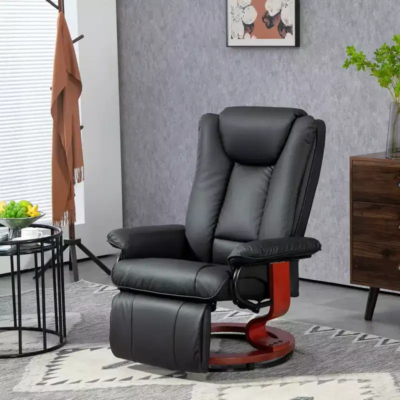 Modern PU Leather Swivel Recliner Chair with Footrest – Compact Armchair for Living Room & RV