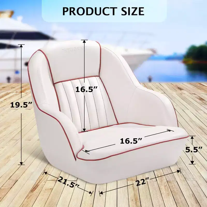 Pontoon Boat Captain Chair  Ergonomic Bucket Seat with Compression Foam Padding and Durable Molded Plastic Frame