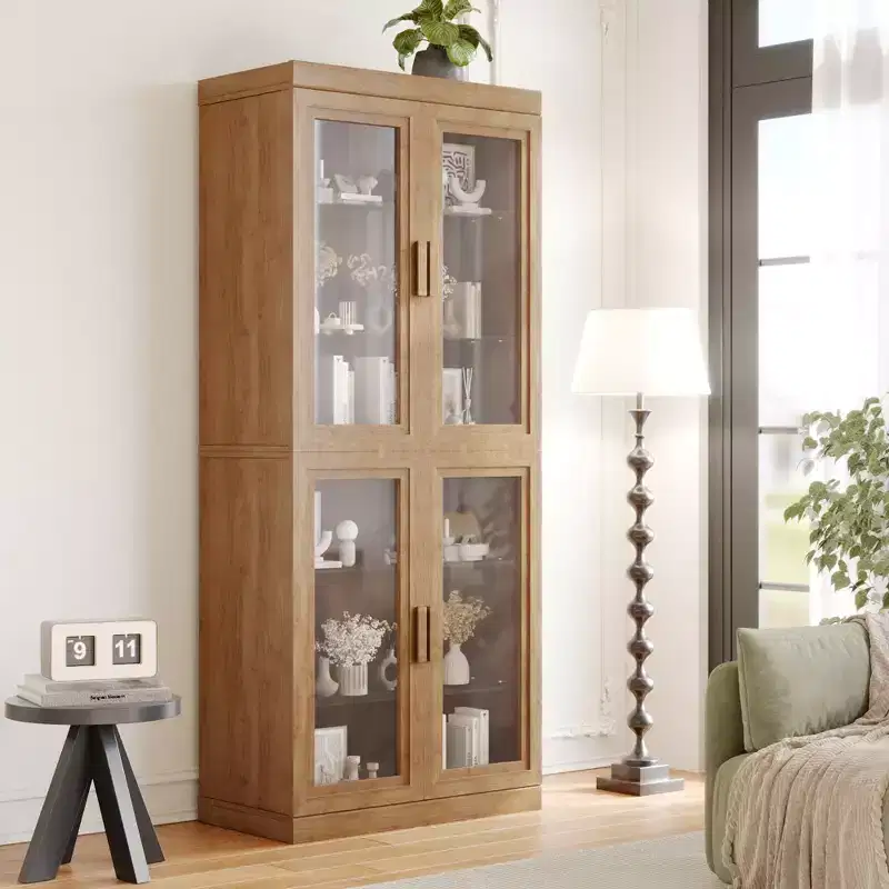 Glass Door Storage Cabinet: Simple And Stylish Design, Large-capacity Storage, Practical And Beautiful, A Powerful Tool For Home Tidiness