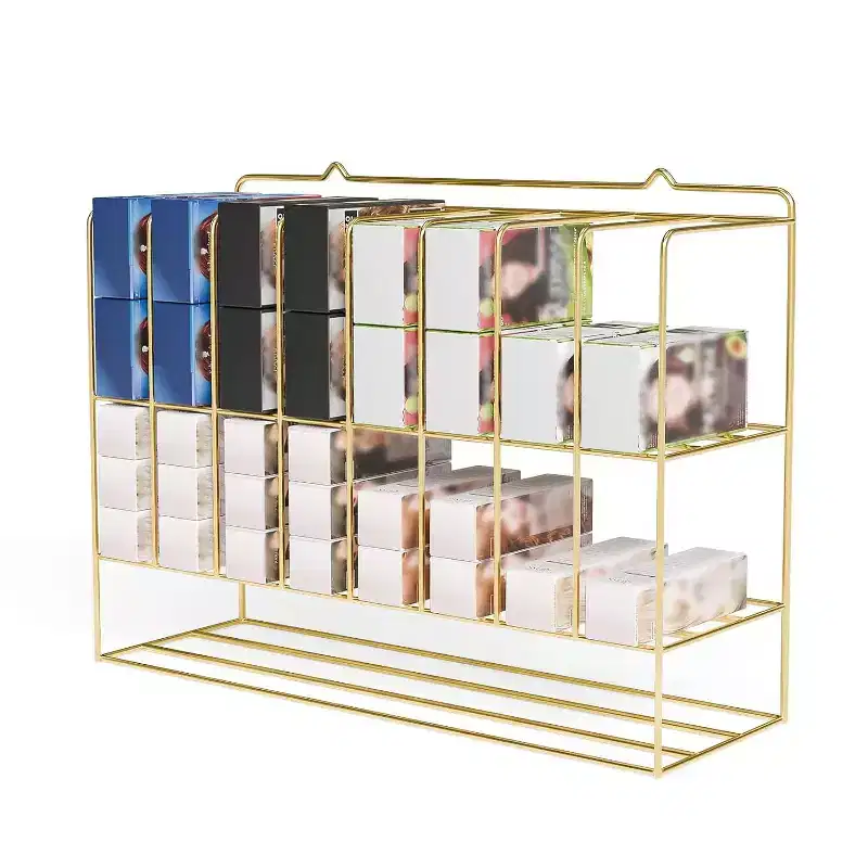 Hair Color Organizer Rack, 2-Tier Wall-Mounted Metal Salon Storage Display for Hair Dye Tubes, Silver