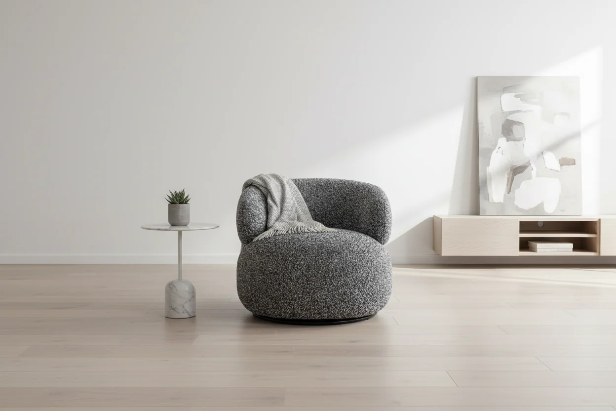 Modern Curved Fabric Upholstered Lounge Chair