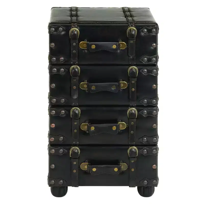 Wood Stacked Side Chest Dark Java - Olivia & May: Rubberwood Frame, No Assembly Required, 4-Drawer Dresser
