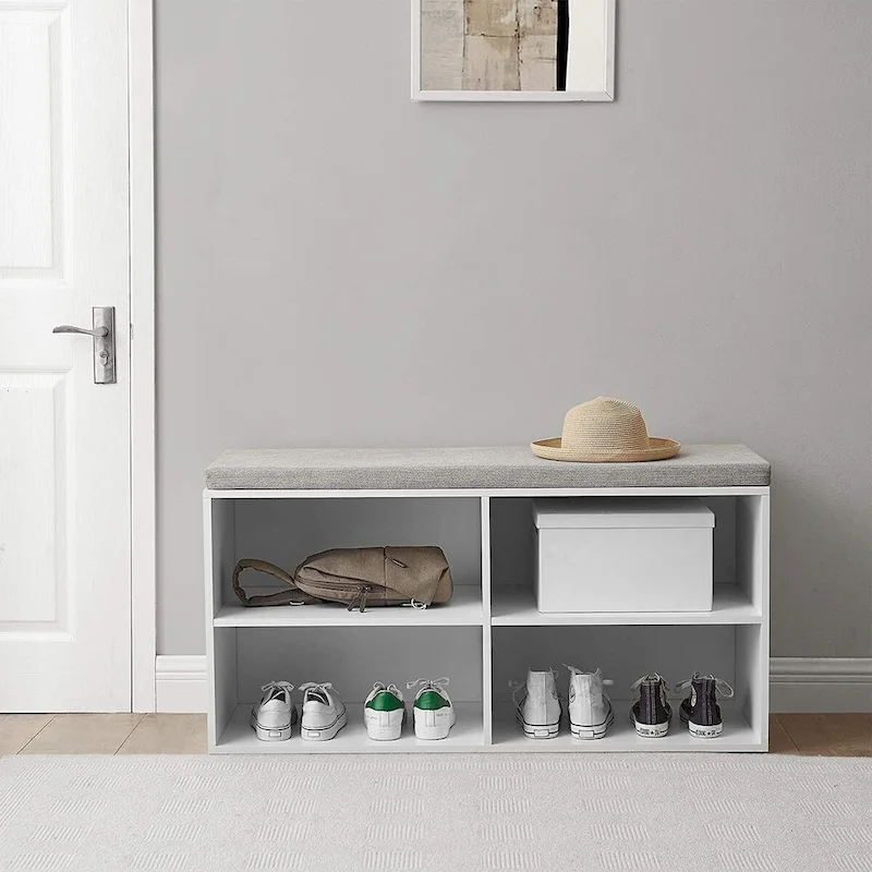 Yak About It - Double Seater Storage Bench with Top Cushion - White by White