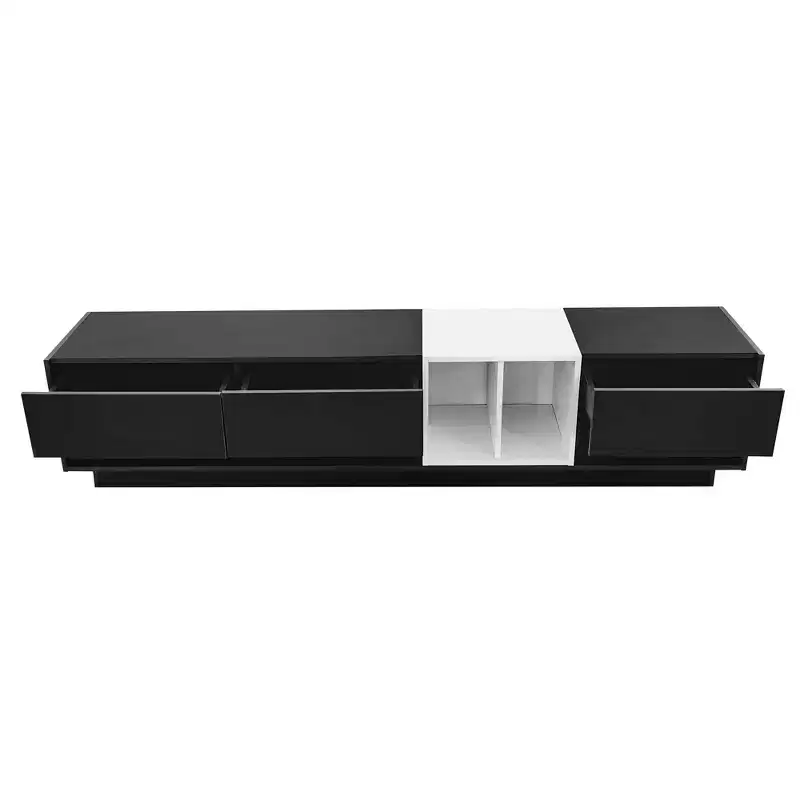 MAYEERTY Black Two-Tone TV Stand, Sleek Storage Media Console for 80 TVs