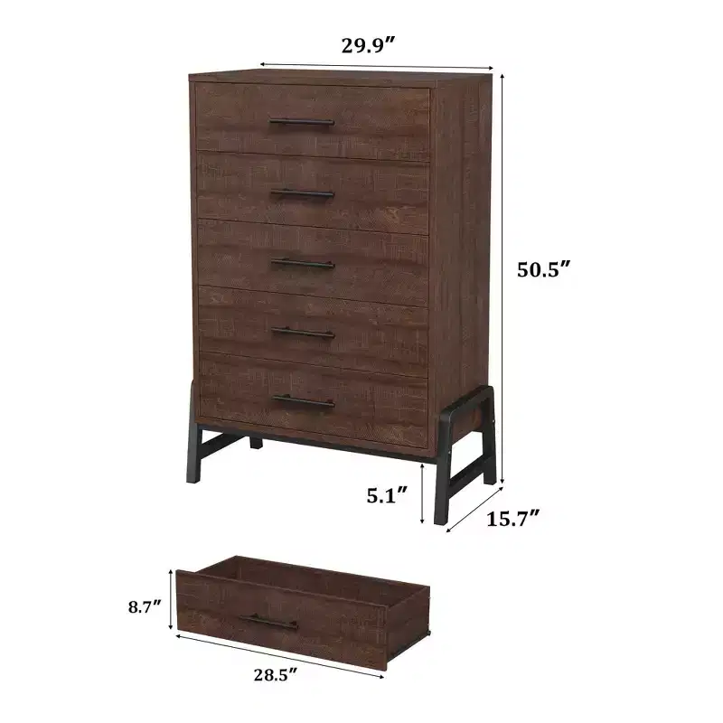6-Drawer Freestanding Dresser, MDF Wood, 29.5