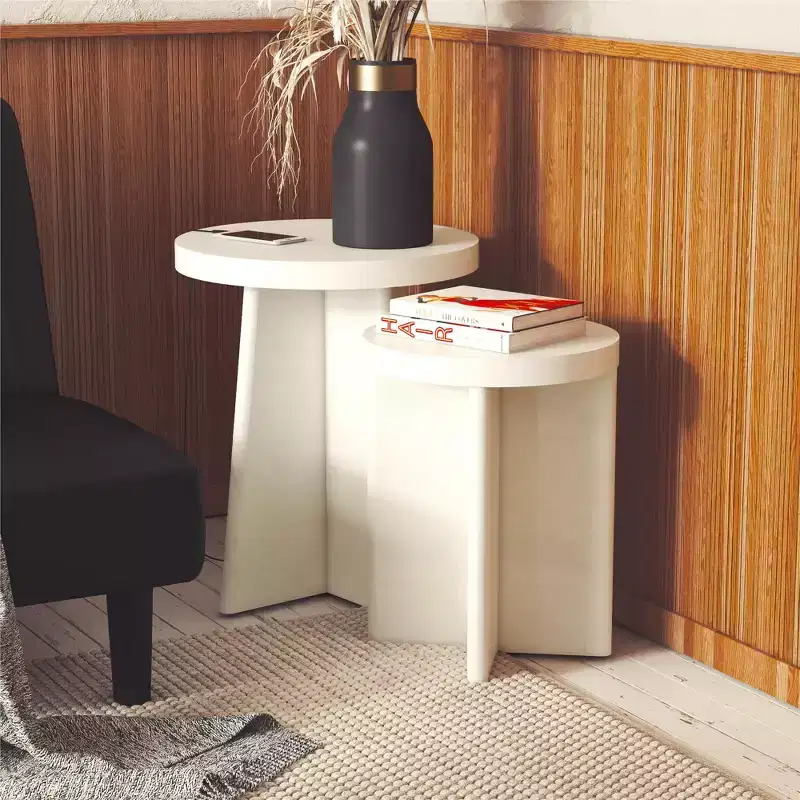 GDFStudio Nova Modern 2 Piece Wood Round End Tables