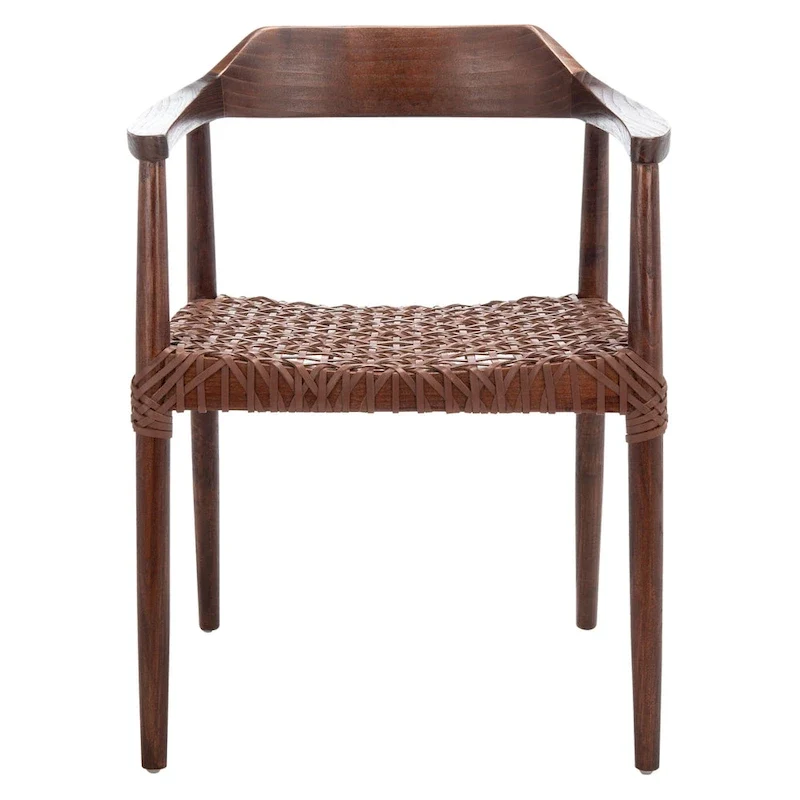 Munro Wanda Woven Leather & Solid Wood Accent Chair (Fully Assembled) - 22 W x 20.5 L x 28.5 H - 22Wx21Dx29H