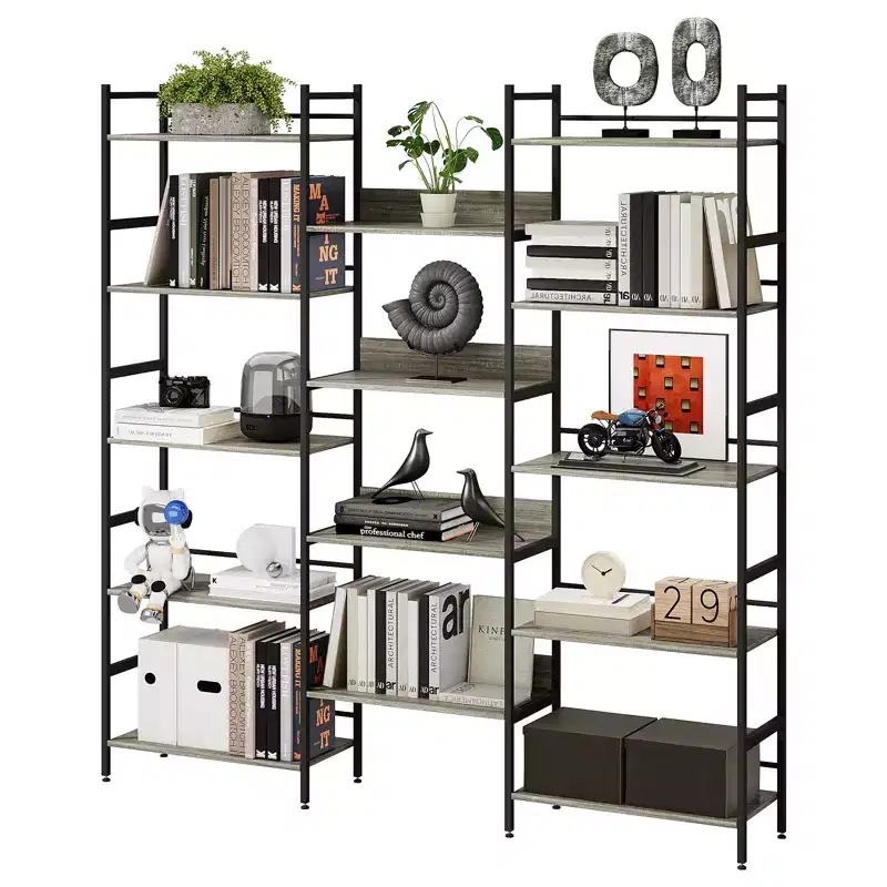 5 Tier Book Shelf, Display Shelves,Industrial Bookshelves with Metal Frame,Modern Tall Bookcases Furniture for Home Office, Study Room, Living Room