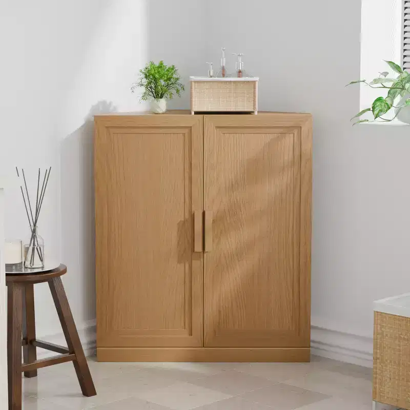 MAYEERTY Modern 2 Doors Utility Storage Cabinets Efficient Storage for Living Room Dining Room Bedroom Beige