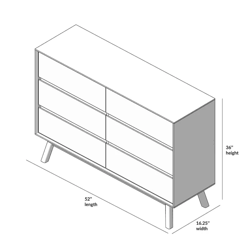 Plank and Beam Mid-Century Modern 6-Drawer Dresser
