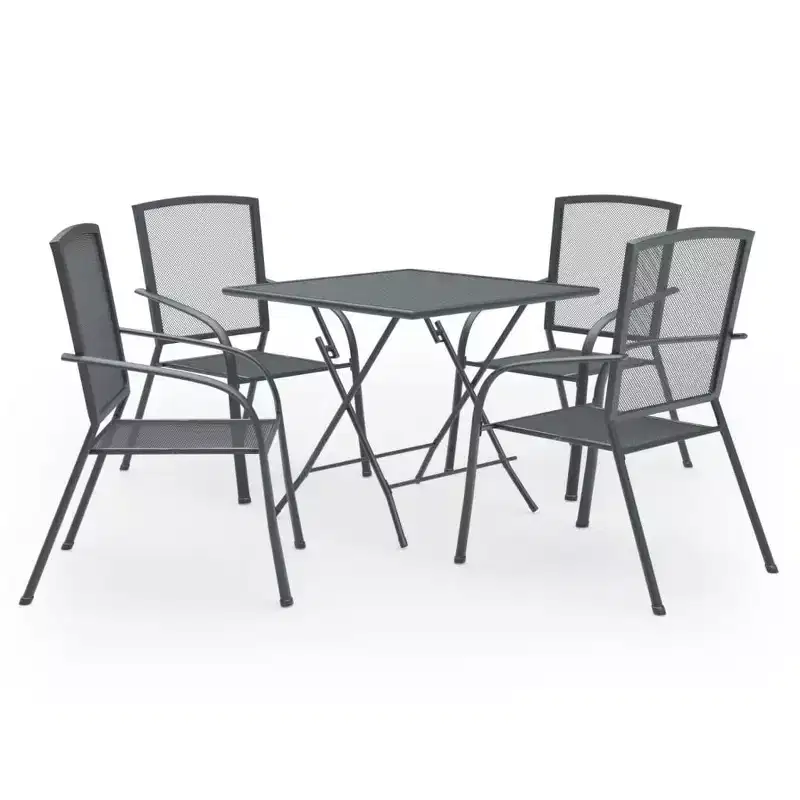 vidaXL Dining Set Anthracite Steel with e-coating and powder coating finish