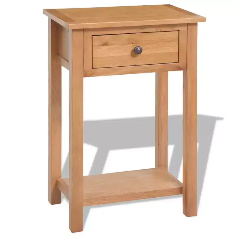 Console Table Solid Oak & Engineered Wood 19.7x12.6x29.5 Brown