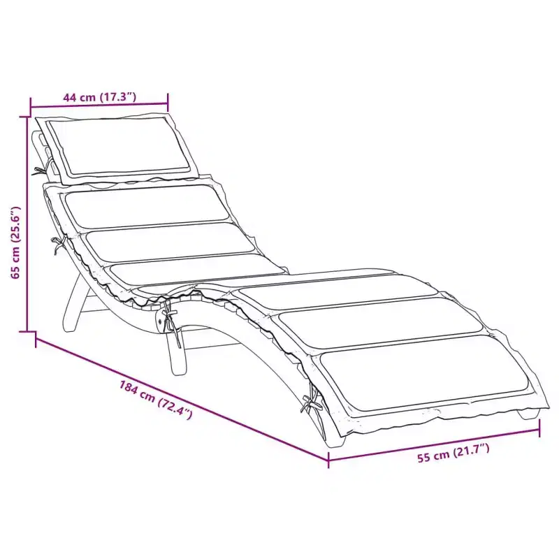 vidaXL Sunlounger Set of 2 Beige Solid Acacia wood Foldable Sunlounger