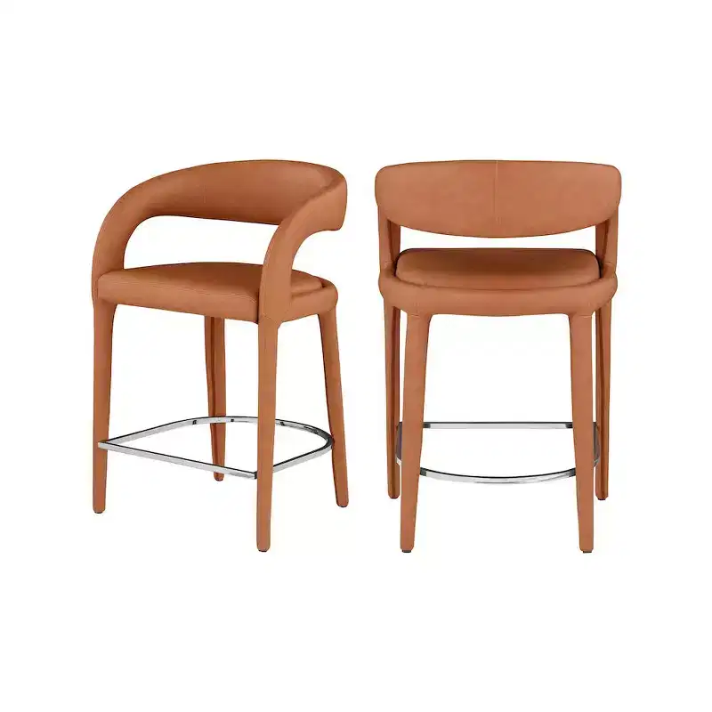 Meridian Furniture,Sylvester Cognac Vegan Leather Stool