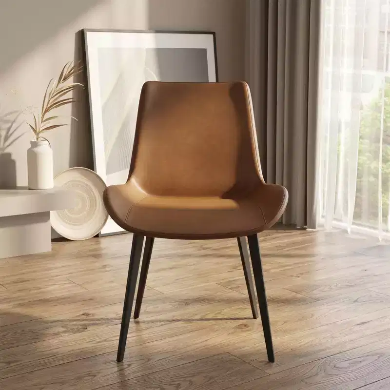 FurnitureR Set of 2 PU Dining Chairs, Modern Upholstered Kitchen Side Chairs with Metal Legs, Faux Leather Dining Room Chairs for Dining Room, Kitchen