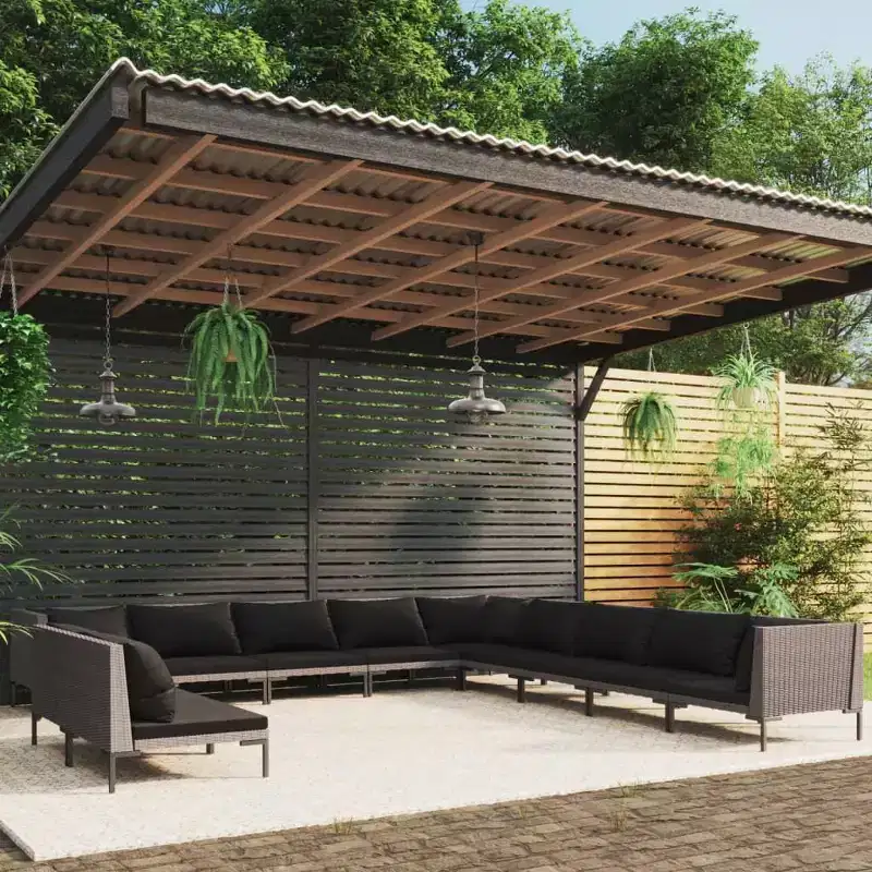 vidaXL Garden Lounge Set Dark grey, Black