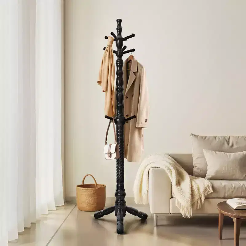 74 Heavy Duty Wooden Coat Rack Stand with 11 Hooks, Freestanding Coat Tree for Entryway, Hallway, Bedroom, Office