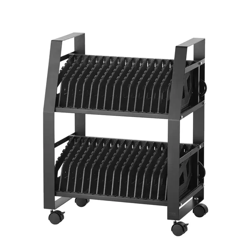 VEVOR Laptop Cart, 32 Device Mobile Open Charging Station, Up to 15.6 in Screen Size, Office and Classroom Mobile Charging Cart, for Chromebook