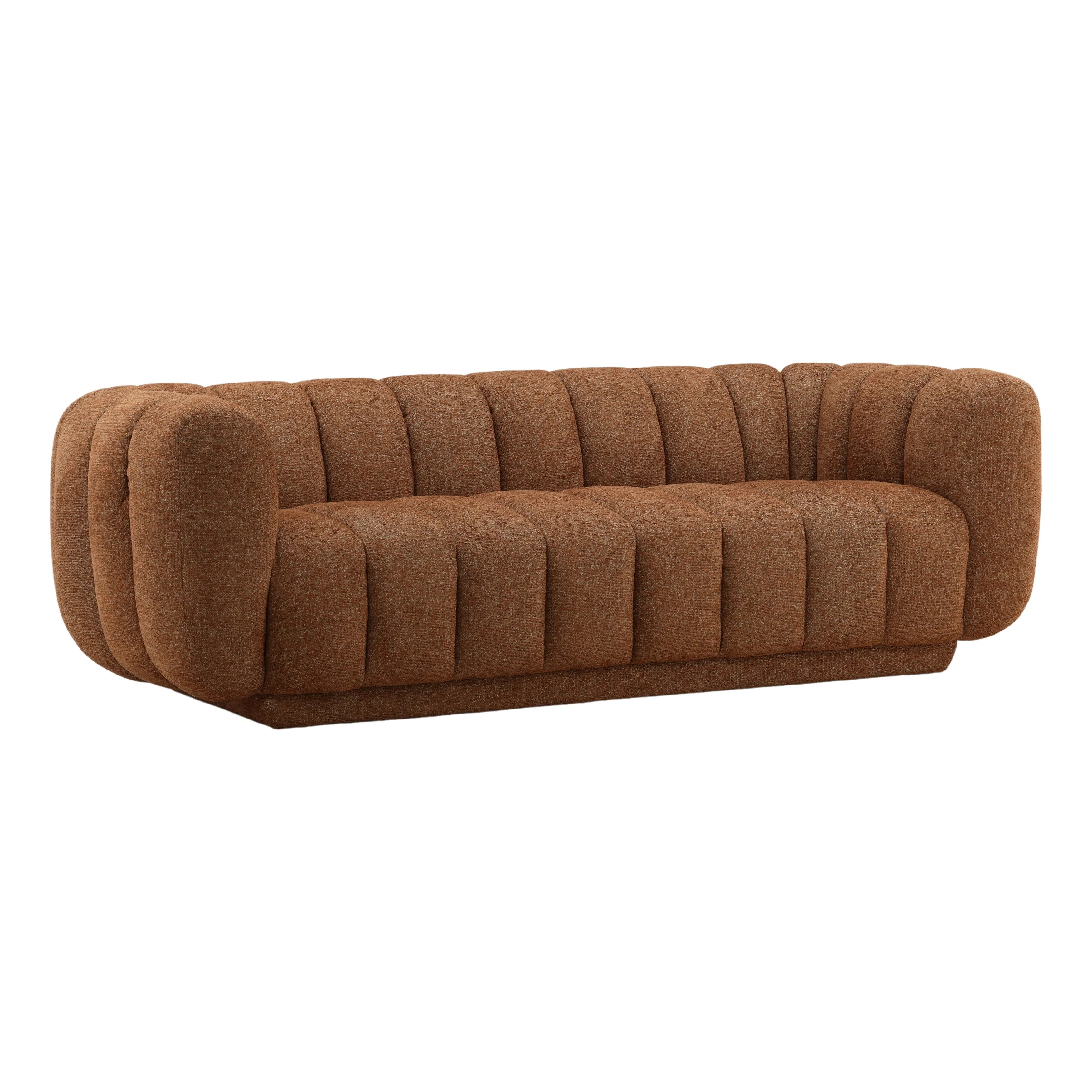 Rust Upholstered Comfortable Track Arm Three Seat Living Sofa