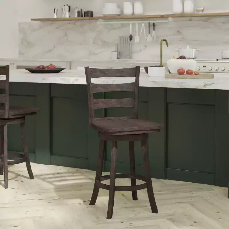 Emma and Oliver Classic Ladderback Counter Height Dining Stool with Wood Seat