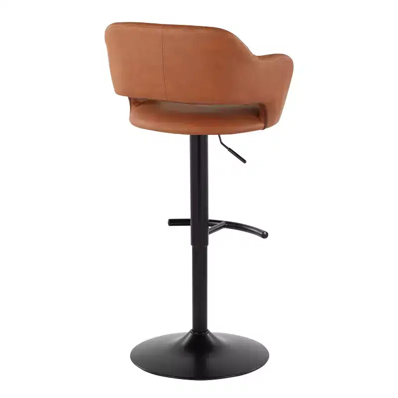 LumiSource Set of 2 Margarite Adjustable Barstools Black PU