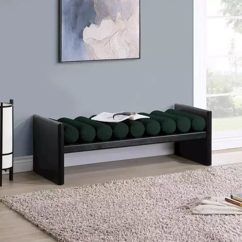 Meridian Furniture,Waverly Boucle Fabric Bench
