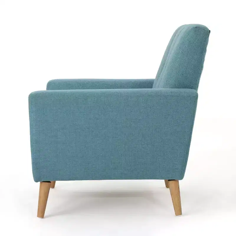 Mid-Century Fabric Button Tufted Club Chair with Channel Stitching