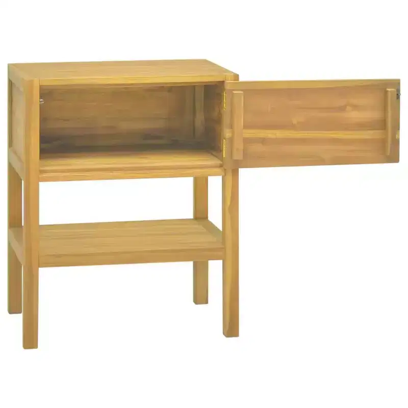 Teak Bathroom Cabinet with Door & Shelf, 1-Person, Natural Brown