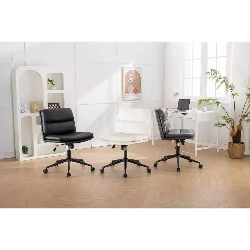 Bizerte Adjustable Swivel Criss Cross Chair, Wide Seat Office Chair Vanity Chair