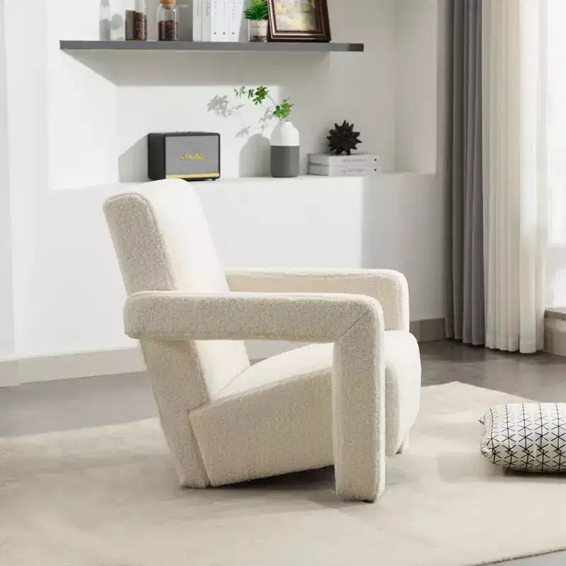 Hyleory 29.1'' Modern Accent Chair, Upholstered Lamb Fleece Adirondack Armchair for Living Room Makeup Room Bedroom