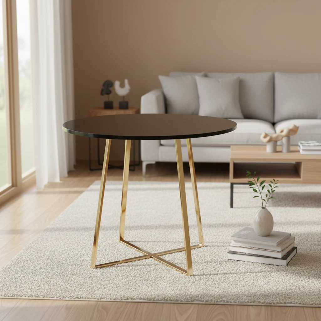 MDF Dining Table - Gold/Black