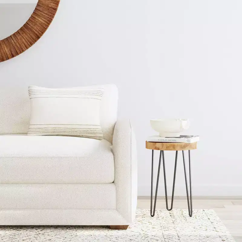 Freeform Side Table with Iron Base Brown/Black