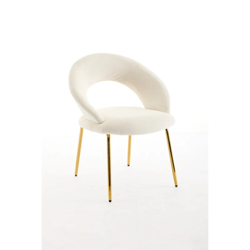 Velvet Dining Accent Chairs with Curved Backrest and Gold Metal Legs - 250lb Capacity